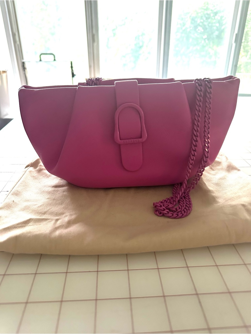 Senreve Fuchsia Mini Shoulder Bag with Chain
